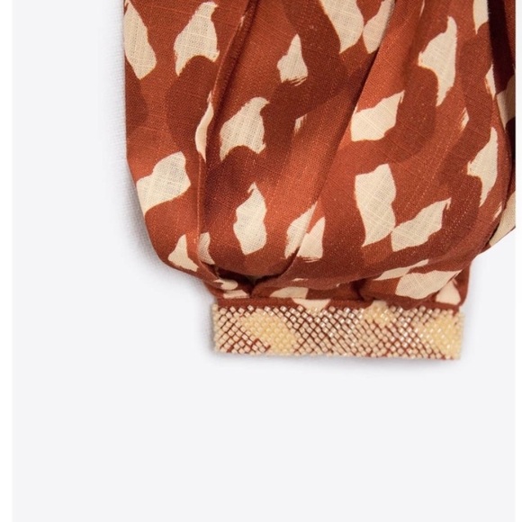 Zara Linen Blend Beaded Cuffed Sleeves Open Front Collared Women's Top Sz S NWT - Picture 5 of 10